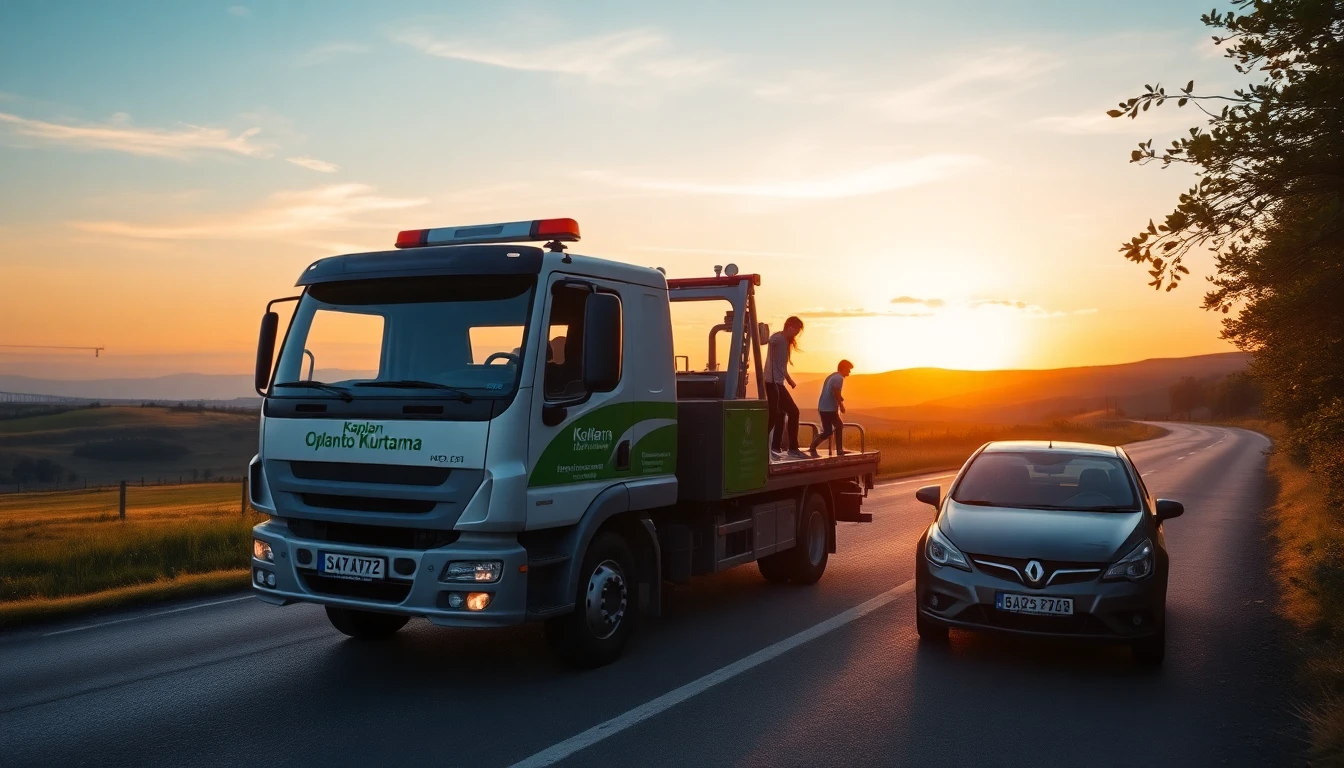 Gün batımında yol yardım hizmeti